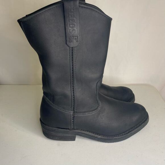 Mens Vintage Redwing Pecos 1116 Black Leather Cowboy Work Boots Pull On Size 7.5 - Picture 3 of 13
